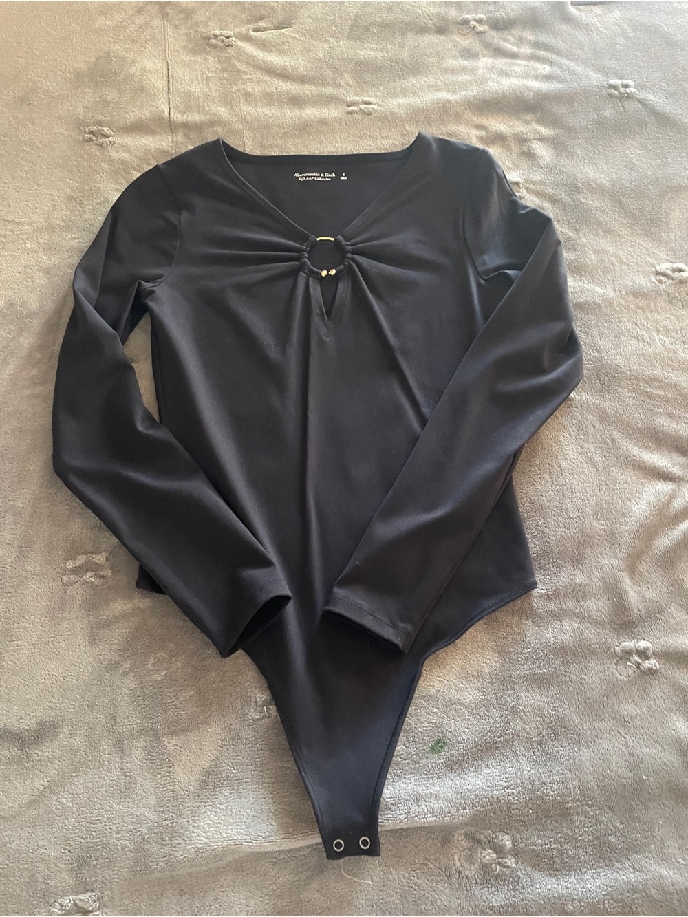 Abercrombie & Fitch Black Long-Sleeve Ring-Front Bodysuit